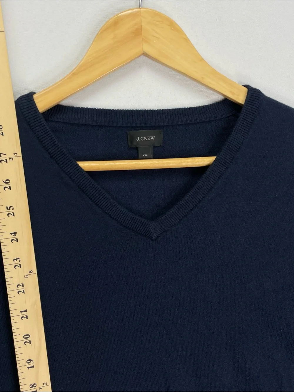 J.CREW Cotton Cashmere Blend Sweater Men’s XXL Navy Blue Knit V-Neck Pullover
